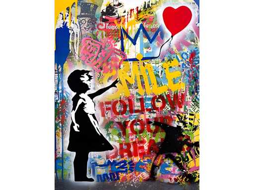 Mixed media/acryl op doek Simon Bruno ‘Smile’