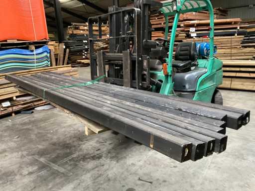 Stâlpul de grădină Douglas impregnat cu negru - 400x8,8x8,8 cm (9x)