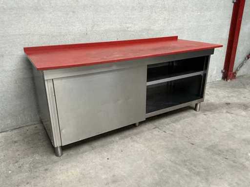 Tavolo da lavoro in acciaio inossidabile con lama da taglio in plastica