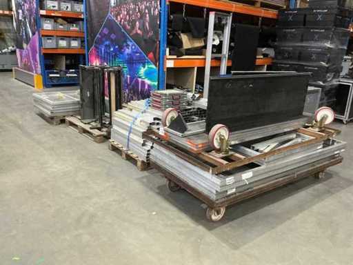 Party Stage parts on 3 pallets and a cart