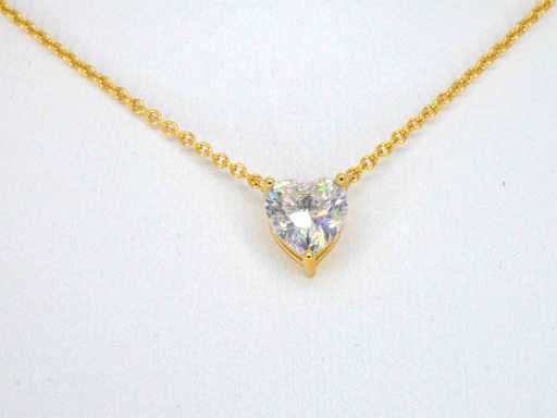 Gele solitair halsketting met hartvorm briljant van hoge kwaliteit