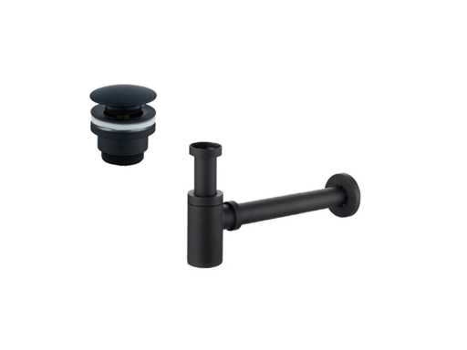 Lavinno - Design sifon met afvoerplug Mat Zwart
