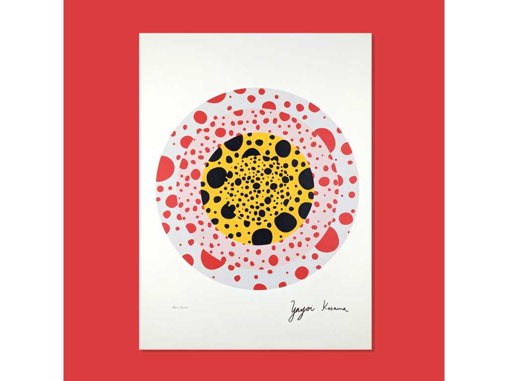 Yayoi Kusama (naar) - Lithografie gesigneerd Bloemencirkel