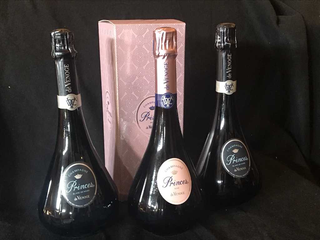Der Venoge Princes 1x Rosé 2x Blanc Noirs Champagner