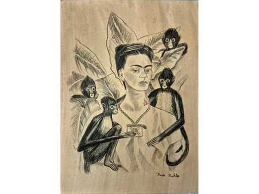 Frida Kahlo - dessin sur papier -48x38 cm