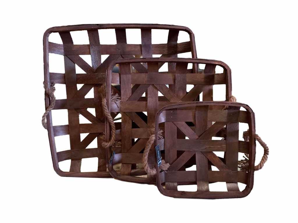 Baskets square wicker set 3 brown 56x56x8cm