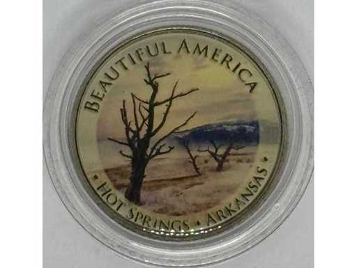 USA Quarter Dollar – Prachtig Amerika "Hot Springs Arkansas" – Gekleurde munt