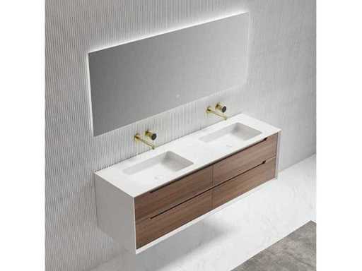 Bathroom cabinet Mocha 140cm double + LED mirror