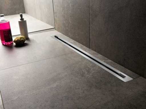 RVS/ZWART Flat Douchegoot 60 cm