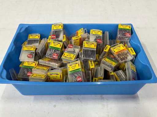 Rotadrill Assorti diverse schroeven RVS, messing en verzinkt (100x)