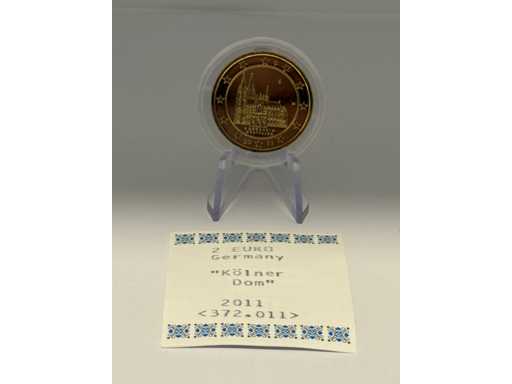 2 Euro Commemorative Coin Gold Plated Germany 2011 Cologne Cathedral
