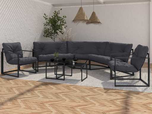 Hoektuinmeubelen - 8 zitplaatsen - grijs staal