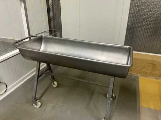 High stainless steel semi-circular feeding/processing bowl