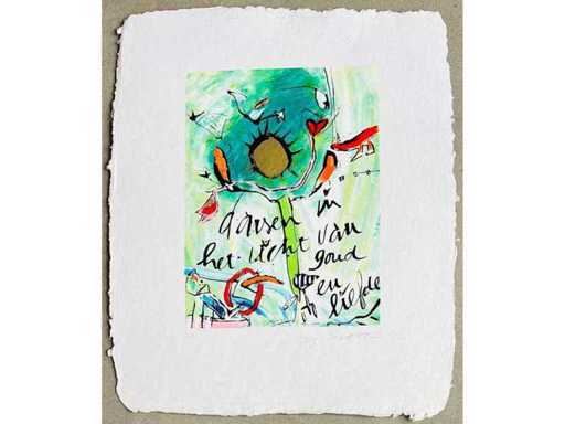 Miriam Slaats - dancing in the light of gold and love - colour silkscreen