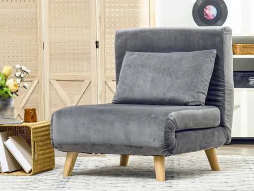 2-in-1, relaxstoel, uitklapbed - grijs