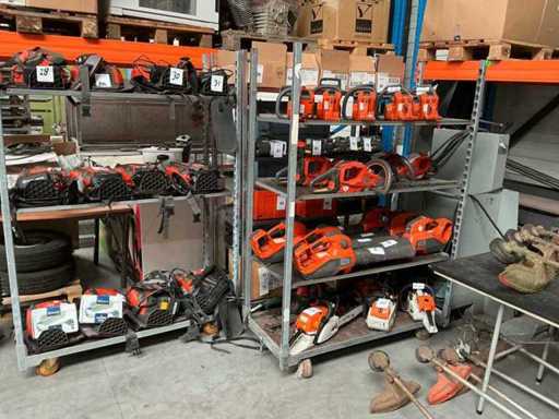 Green maintenance equipment including Honda water pumps, generator, STIHL chainsaws & leaf blowers, Husqvarna batteries + garden machines