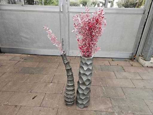 Set exclusiv de 2 vaze din fibră de sticlă cu flori artificiale decorative