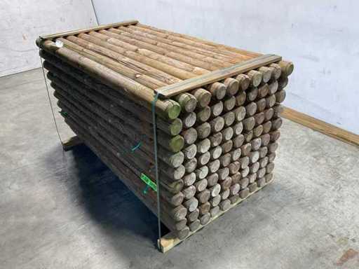 Poteaux en bois tendre rond ø100 mm x 189 cm - couronné marron KDI (100x)