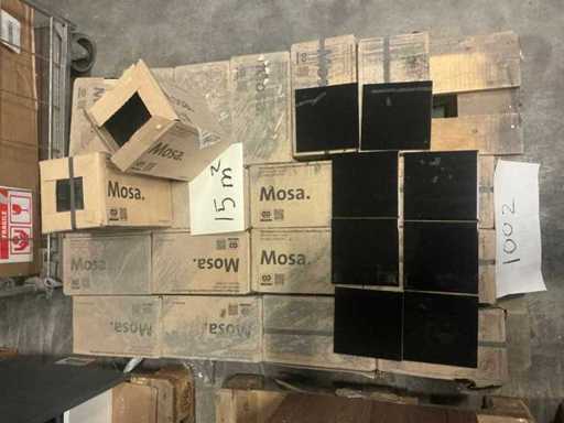 Mosa Wall Tile negru lucios 15x15cm 15m²