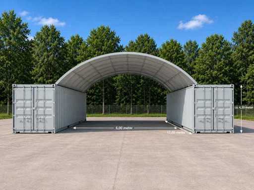 2026 - Easy-Going - (6x12x2 metry) - Schronienie pod dachem / namiot między 2 pojemnikami C2040