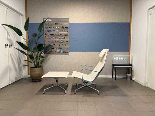 Herman Miller EA124 + EA125 piele albă cromată