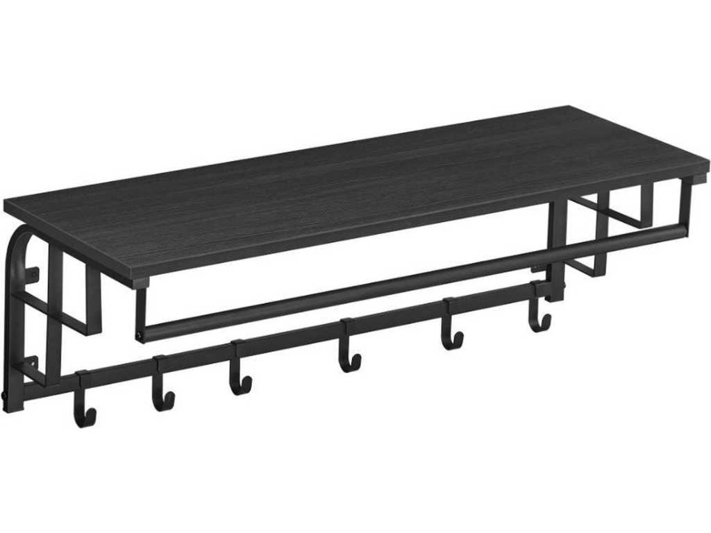 MIRA Home - Wandkapstok - Wandkapstok met hoedenplank - Wandplank - Zwart - Metaal - Hout - 30x88x27 cm