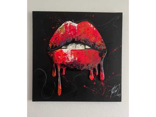 Julie Galiay: MUURSCULPTUUR KLEURRIJKE LIPPEN