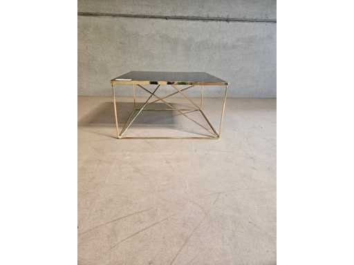 coffee table gold with glass plate 70x70cm