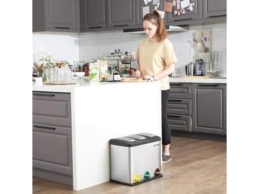 (x2) Recycling Bin, 3-in-1 Pedal Bin