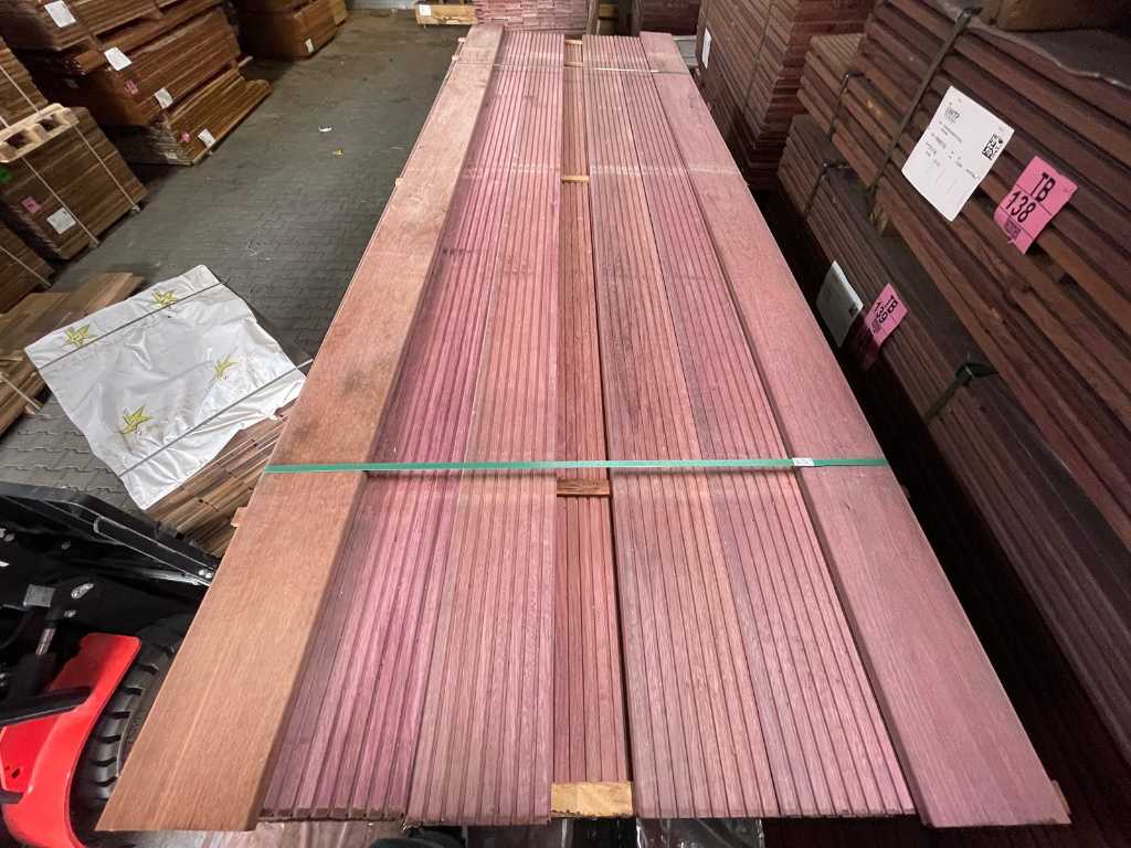 Purple Heart hardwood decking boards 21x145mm, length 275cm (106x)