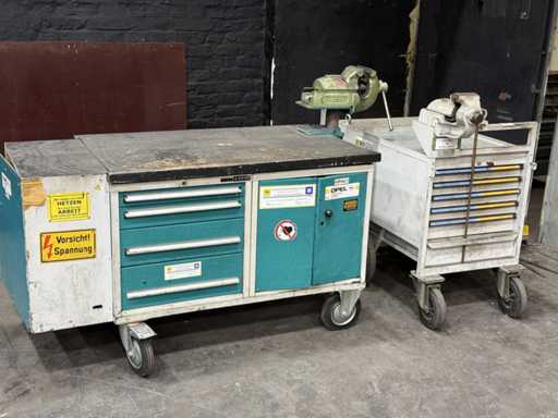   2 mobile tool trolleys