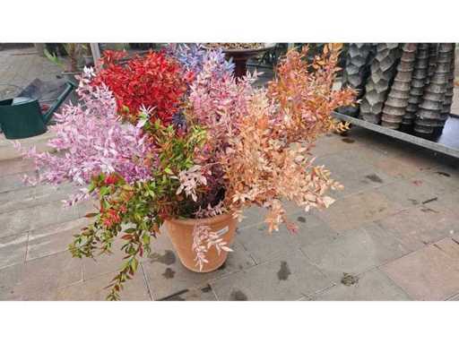 Composizione floreale artificiale colorata in vaso di terracotta - Set da 7