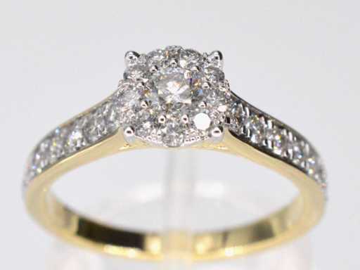 Bague d’entourage en or diamants