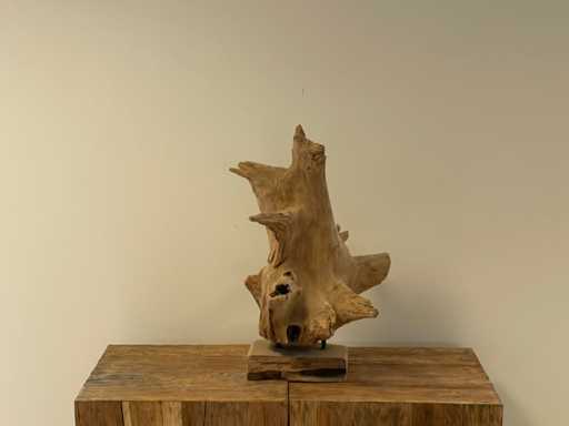 Decoratie op sokkel in Teak H50cm
