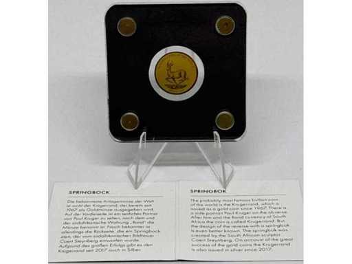 Aur 999 (1/500 oz) – 3.000 de franci CFA monedă de lingouri Springbok (Republica Ciad), diametru 16 mm, limitat la 50.000.