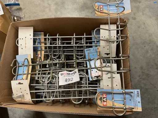 25 attaccappi in stile inox con 4 uncini doppi