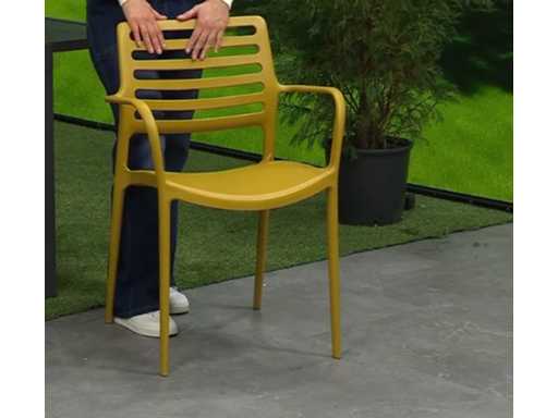 Stapelbare stoelen met armleuningen, glasvezelversterkt, laadvermogen tot 250 kg - Geel (x6)