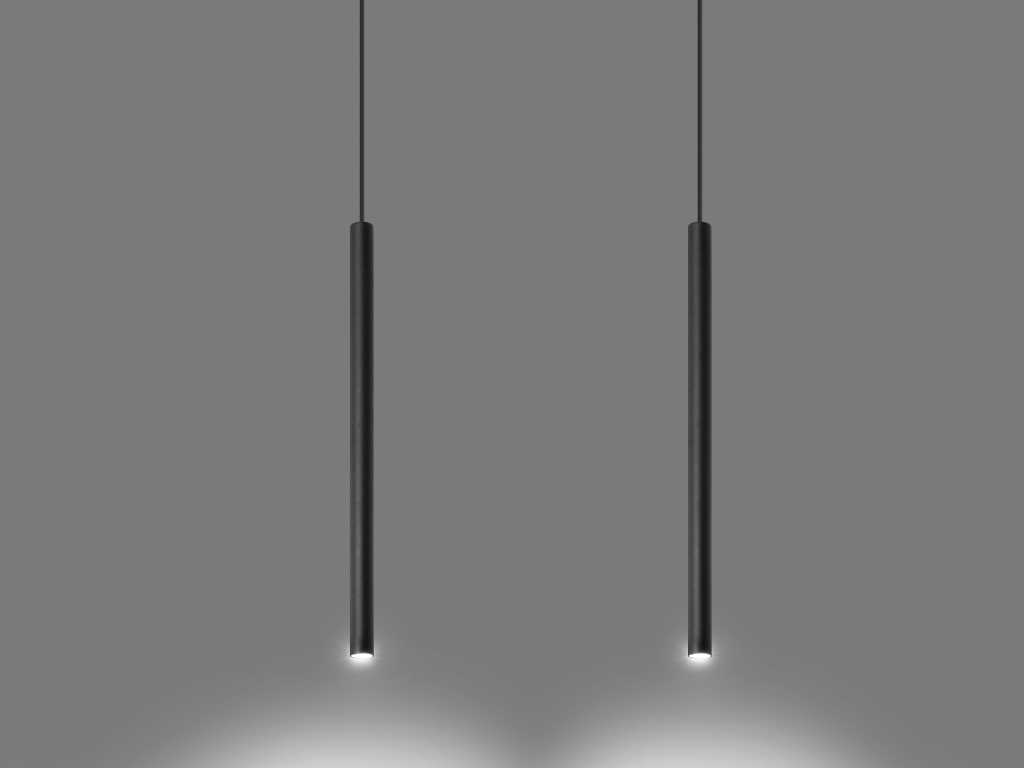 10 x Solo Tube Slim lampada a sospensione design nero