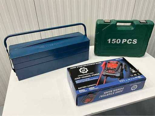 carcasă cu 150 de piese unelte ȘI trusă de scule ȘI booster de pornire