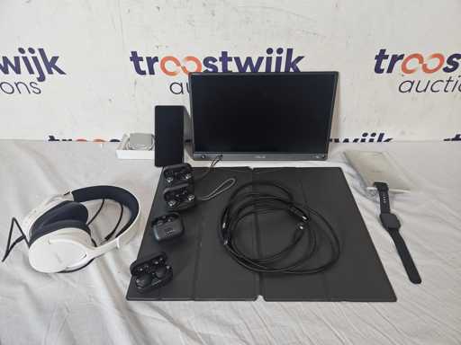 Asus zenscreen Go MB16ahp zwart,JBL Reflect Aero zwart, Sony WF-1000xm4 zwart, JBL Tune 245nc tws zwart, Google Pixel 7 pro 128 gb zwart, Abyx Fit ozone 3 zwart, Trust GXT 489 fayzo - Gaming headset wit