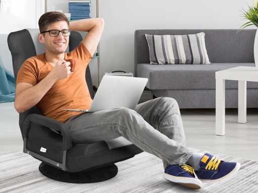 Fauteuil Pliable de Sol avec Accoudoirs Dossier Réglable sur 6 Positions