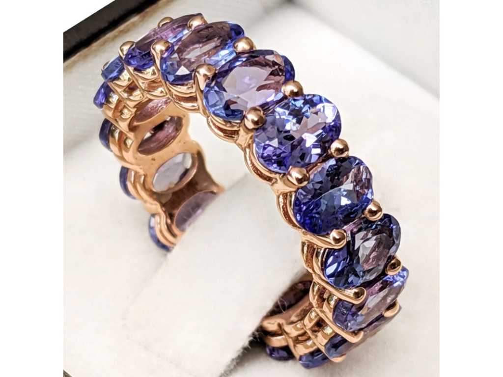 Luxus Ehering Natur Blau-Violett Tansanit 8,38 Karat