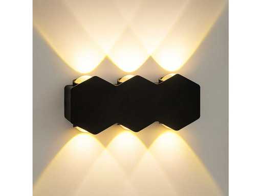 4 x luce da parete LED bidirezionale – 6W – 3500K Bianco caldo – IP54 – SW-51-3