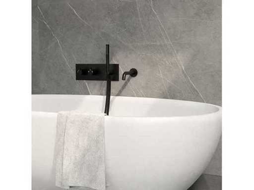 Robinet de bain intégré moderne avec douche à main – Noir mat – Système intégré complet