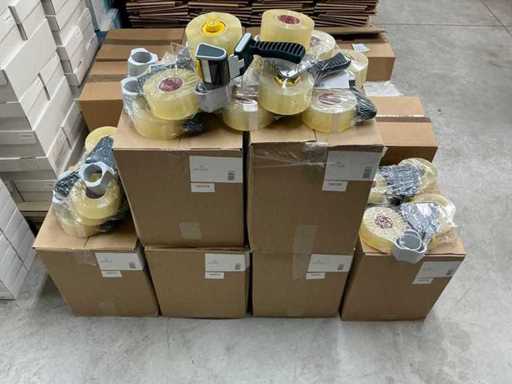 Partij tape combi afrollers PP+Acryl transparant (71x)