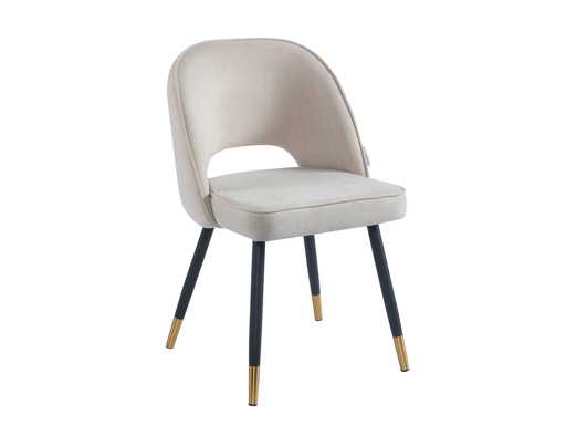 Colenis - Richard Dining Chair - Set di 4 - Taupe - Tessuto di ciniglia - Black Golden Legs - Sedie da pranzo