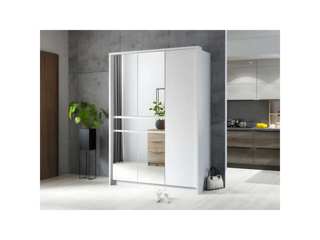 5 Doors and 1 Drawer Cabinet - With Mirror - L157 cm - White