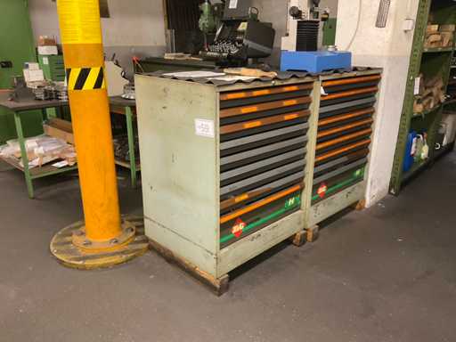 Assortiment snijgereedschappen inclusief ladekast