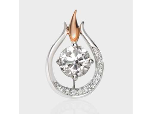 Luxusanhänger Naturdiamant 1,17 Karat in 18 Karat Weiß- und Rosagold