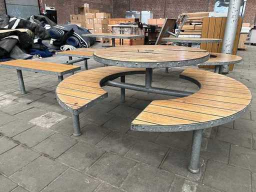Masă de picnic în aer liber cu cadru din oțel (5x)